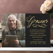 グラシアエレガントス金ゴールド&ブラックフォトスペインの葬儀 サンキューカード