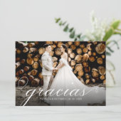 グラシアシンプルスのエレガントな結婚式ありがとう写真 カード (スタンド正面)