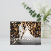 グラシアシンプルスのエレガントな結婚式ありがとう写真 ポストカード (スタンド正面)