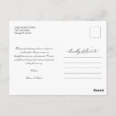 グラシアシンプルスのエレガントな結婚式ありがとう写真 ポストカード (裏面)