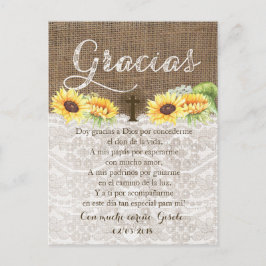 グラシアスバプテスマ祈りの言葉サンキューカードスペインのイン インビテーションポストカード