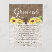 グラシアスバプテスマ祈りの言葉サンキューカードスペインのイン インビテーションポストカード (正面)