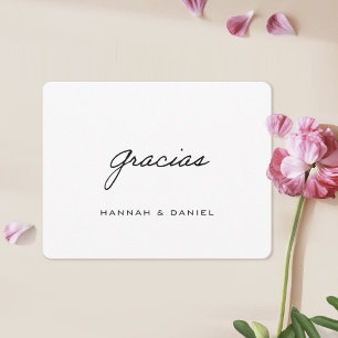 グラシアスペインのスシンプルブラックスクリプ結婚ト サンキューカード