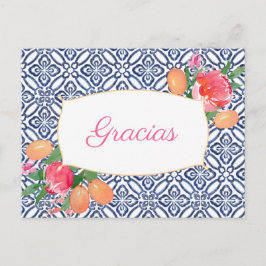 グラシアスホットピンクシトラススペインのタイルありがとう ポストカード