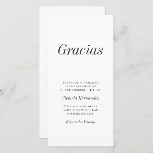 グラシアモダンスタイポグラフィメモリアルありがとう サンキューカード (正面/裏面)