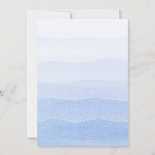 グラジエントグラデーションディップ染料ブルーブライダルシャワー 招待状 (裏面)