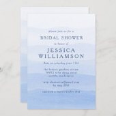 グラジエントグラデーションディップ染料ブルーブライダルシャワー 招待状 (正面/裏面)