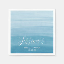 グラジエントグラデーションディップ染料海ブルーブライダルシャワー スタンダードカクテルナプキン