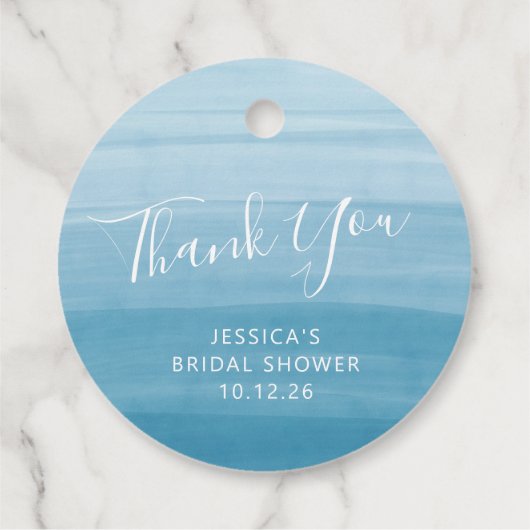 グラジエントグラデーションディップ染料海ブルーブライダルシャワー フェイバータグ (裏面)