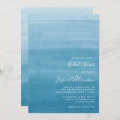 グラジエントグラデーションディップ染料海ブルーブライダルシャワー 招待状 (正面/裏面)