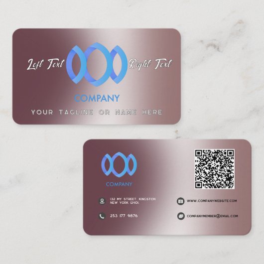 グラジエントモダンメタリック粉末ピンクテンプレート 名刺 (正面/裏面)