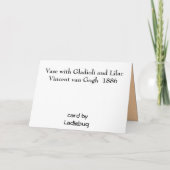 グラジオラスおよび薄紫のフィンセント・ファン・ゴッホのつぼ サンキューカード (裏面)