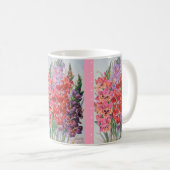グラジオラスの嬉しいコーヒーヴィンテージのラベルの花柄のマグ コーヒーマグカップ (正面右)