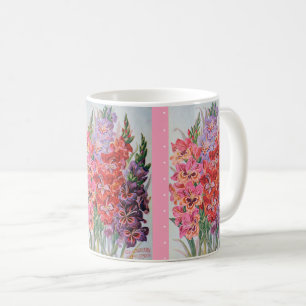 グラジオラスの嬉しいコーヒーヴィンテージのラベルの花柄のマグ コーヒーマグカップ