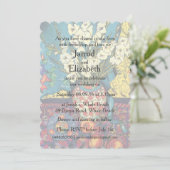 グラジオラスの着物のプレート及びザクロの結婚式の招待 招待状 (スタンド正面)