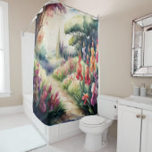 グラジオラス絵画景観の水彩画 シャワーカーテン (インサイチュ)