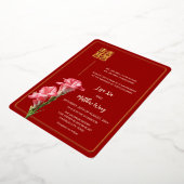 グラジオラス花赤中国の金ゴールド結婚ズ 箔招待状 (回転した状態)