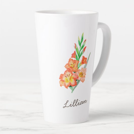 グラジオラス誕生月花威厳がある用 カフェラテマグ (右アングル)