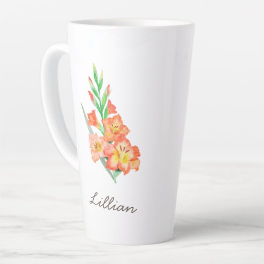 グラジオラス誕生月花威厳がある用 カフェラテマグ (左アングル)