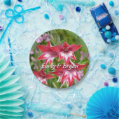 グラジオラス赤と白サマーボタニカル ペーパープレート (パーティー)