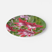 グラジオラス赤と白サマーボタニカル ペーパープレート (アングル)