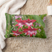 グラジオラス赤と白サマーボタニカル ランバークッション (ブランケット)