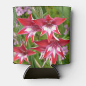 グラジオラス赤と白サマーボタニカル 缶クーラー (正面)