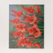 グラジオラス 花 赤 フラワー 絵画 ジグソーパズル (縦)