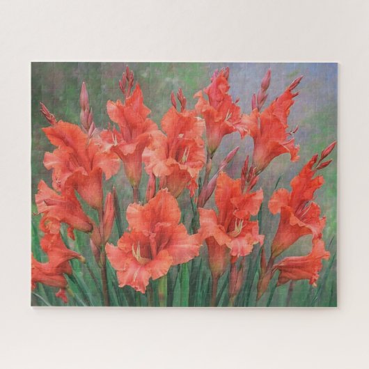 グラジオラス 花 赤 フラワー 絵画 ジグソーパズル (横)