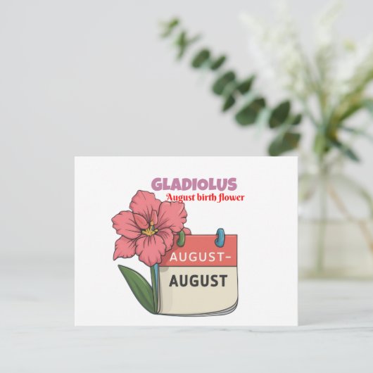 グラジオラス – 誕生花威厳がある用 案内ポストカード (スタンド正面)