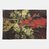 グラジオリと花瓶、カーネーションby Vincent van ゴッホ キッチンタオル (横)