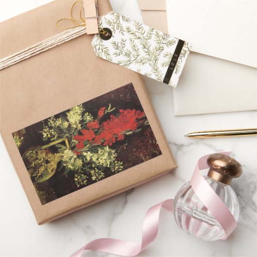 グラジオリと花瓶、カーネーションby Vincent van ゴッホ 長方形シール (ギフト)