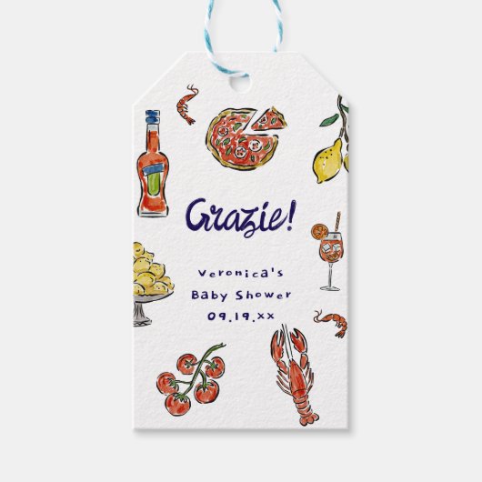 グラジーイタリアンベイビーシャワーメッセージカード ギフトタグ (正面)