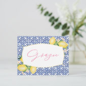 グラジーイタリアンレモン青瓦シャワーサンキュー ポストカード (スタンド正面)