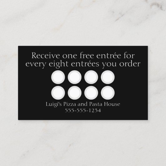 グラジーブラックレイタリアンストランロイヤリティカード 名刺 (裏面)