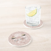 グラジー赤面ピンクグリッター金ゴールドまつげ  コースター (側面)