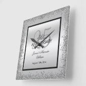 グラジー・シルバー&ブラック25結婚周年記念 スクエア壁時計 (傾斜)