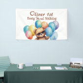 グラスとバルーンを着たBeary Sweet Teddy 横断幕 (トレードショー)