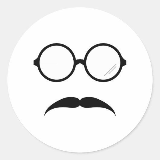 グラスと口ひげ ラウンドシール (正面)