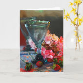 グラスと花で生きる「イチゴ」 カード (黄色い花)