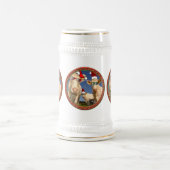 グラスと赤いサンタ帽を被ったクリスマス牛 ビールジョッキ (中央)