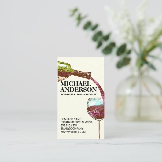 グラスに注ぐワイン 名刺 (スタンド正面)