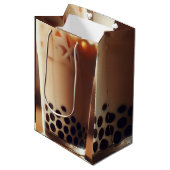 グラスに茶の泡を入れる ミディアムペーパーバッグ (正面アングル)