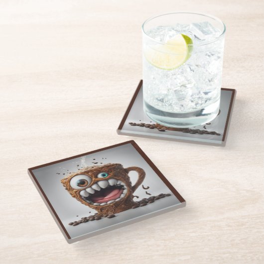 グラスのコースター – コーヒーの1杯が多すぎる! ガラスコースター (アングル)