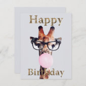 グラスのピンク吹のバブルガムを着たキリン (正面/裏面)