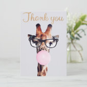 グラスのピンク吹のバブルガムを着たキリン サンキューカード (スタンド正面)