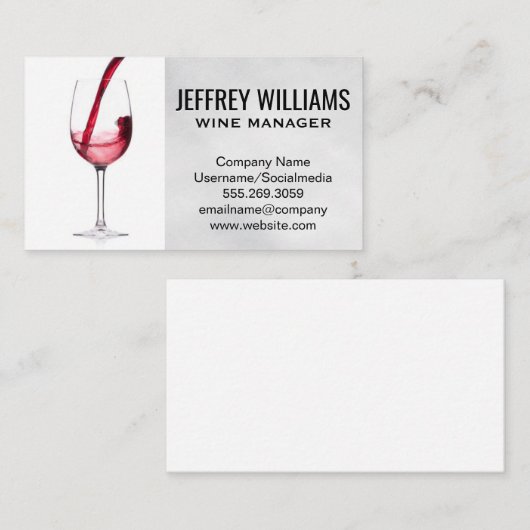 グラスの名刺にワインを注ぐ 名刺 (正面/裏面)