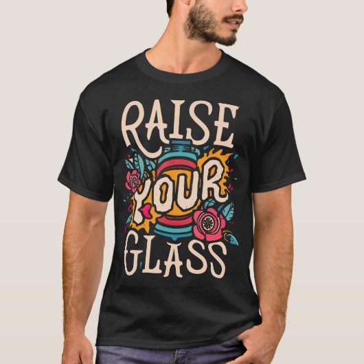 グラスを持ち上げる Tシャツ (正面)