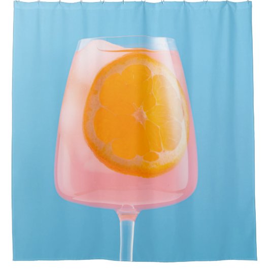 グラスを飲む澄んオレンジジュース シャワーカーテン (正面)