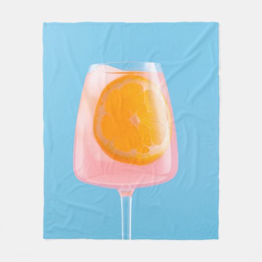 グラスを飲む澄んオレンジジュース フリースブランケット (正面)